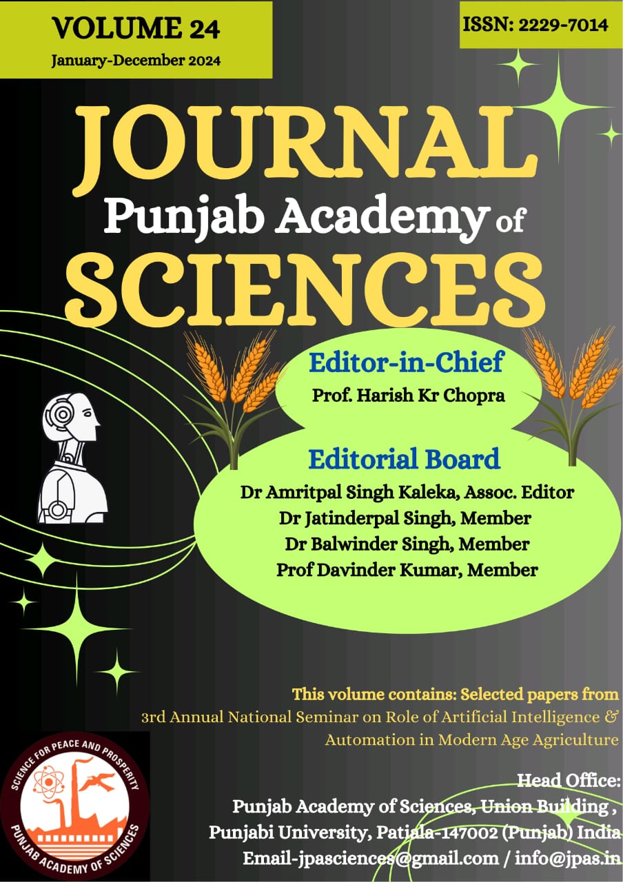 					View Vol. 24 (2024):  JOURNAL PUNJAB ACADEMY OF SCIENCES
				